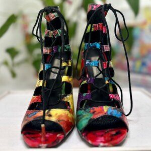 🎨 Steve Madden Multicolor Lace-Up Heels 🎨